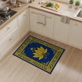 Golden Lotus Navy Area Rug