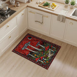 Red Mushroom Forest Tapestry Area Rug