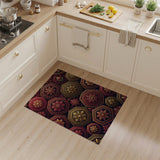 Red Gold Hexagonal Floral Mandala Rug