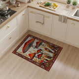 Vibrant Red Mushroom Forest Area Rug