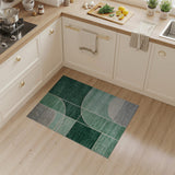 Green Geometric Curve Panel Area Rug