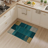 Teal Geometric Modern Area Rug with Gold Accents