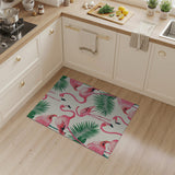 Pink Pink Flamingo Tropical Leaves Area Rug