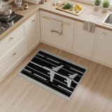 Monochrome Airplane Runway Area Rug