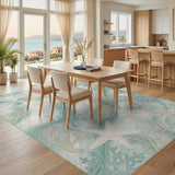 Coastal Seashell Starfish Blue Teal Area Rug