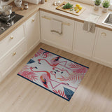 Pink Vibrant Pink Flamingo Palm Leaf Area Rug