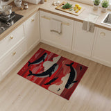 Red Humpback Whale Silhouette Area Rug