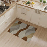 Wavy Abstract Brown Tan Area Rug