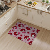Playful Red-Haired Cartoon Girls Pink Area Rug