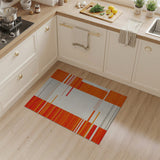Vibrant Orange Red Geometric Stripe Area Rug