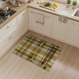 Brown Tan Plaid Rustic Farmhouse Rug with Houses