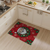 Jolly Cartoon Santa Holly Wreath Christmas Rug