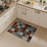 Geometric Patchwork Grey Orange Area Rug