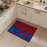 Geometric Abstract Face Area Rug in Blue Red