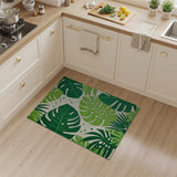 Green Coastal Beach Lush Monstera Leaf Green Area Rug