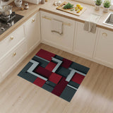 Grey and Red Geometric Area Rug