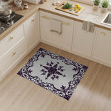 Purple Ornate Floral Frame Area Rug