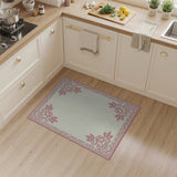 Pink Ornate Bird Leaf Border Area Rug