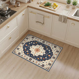 Navy Blue and Teal Navy Blue Traditional Persian Floral Rug
