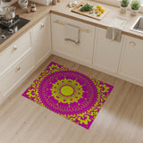 Vibrant Pink Yellow Floral Mandala Rug