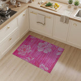 Pink Peony Striped Floral Area Rug
