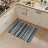 Blue and Teal Navy and Ivory Striped Coastal Area Rug