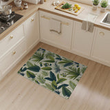 Coastal Beach Lush Green Palm Leaf Area Rug