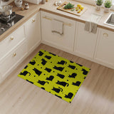 Yellow Playful Black Cats on Sunny Yellow Area Rug