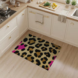 Pink Gold Glitter Leopard Area Rug
