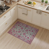 Pink Traditional Persian Cream Pink Floral Persian Area Rug