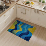 Multi-color and Patterns Wavy Multi-Color Abstract Area Rug