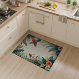 Tropical Kingfisher Birds and Palm Leaves Area Rug