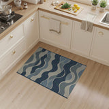 Wavy Blue Teal Coastal Area Rug
