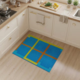 Vibrant Blue Orange Yellow Geometric Area Rug