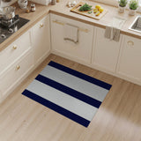 ODIKA Navy and White Vertical Striped Washable Area Rug, Low Pile Non-Slip