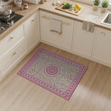 Pink Traditional Persian Ornate Pink Mandala Persian Area Rug
