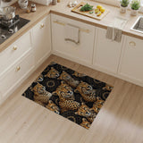 Tribal Cheetah Mandala Area Rug Black Gold