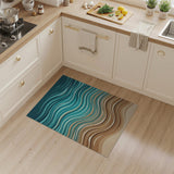 Teal Ocean Waves Coastal Beach Rug