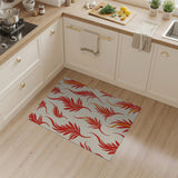 Fiery Red Abstract Leaf Area Rug