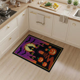 Spooky Haunted Castle Halloween Rug with Jack-o'-Lanterns