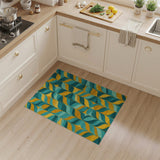 Blue and Teal Blue Teal Wavy Geometric Area Rug