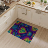 Vibrant Rainbow Hearts Area Rug