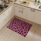 Pink Pink Leopard Print Tufted Area Rug