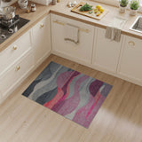 Abstract Wave Grey Pink Area Rug