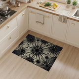 Black and White Starburst Geometric Black White Area Rug