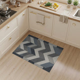 Washable Modern Geometric Chevron Area Rug - Blue and Grey Low Pile