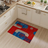 Bold Red Blue Geometric Abstract Area Rug