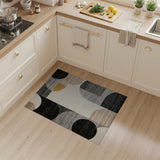 Modern Geometric Circles Area Rug in Black Grey Beige