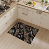 Black Gold Tiger Wave Area Rug