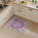 Whimsical Pink Heart Floral Rug